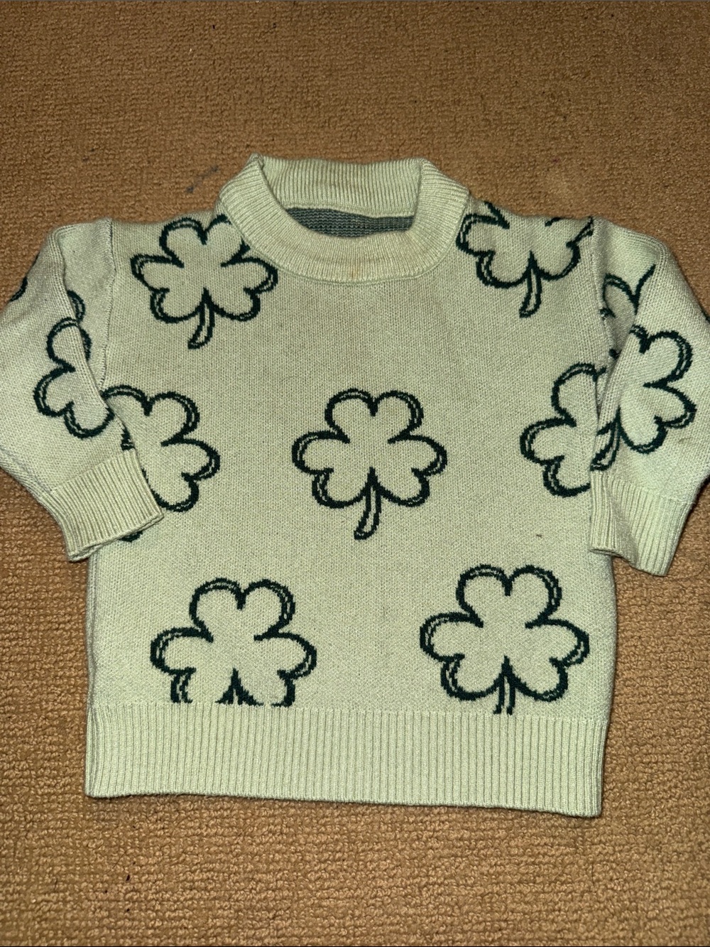 Kids Cream Clover Crewneck Sweater